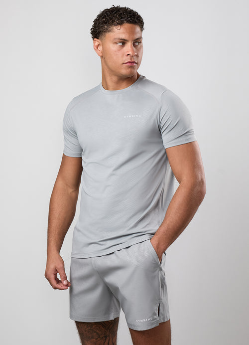 Gym King Debossed Pixel T-Shirt - Urban Grey