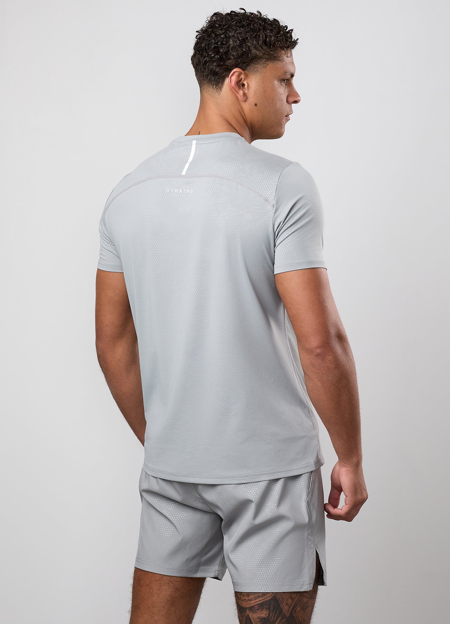 Gym King Debossed Pixel T-Shirt - Urban Grey