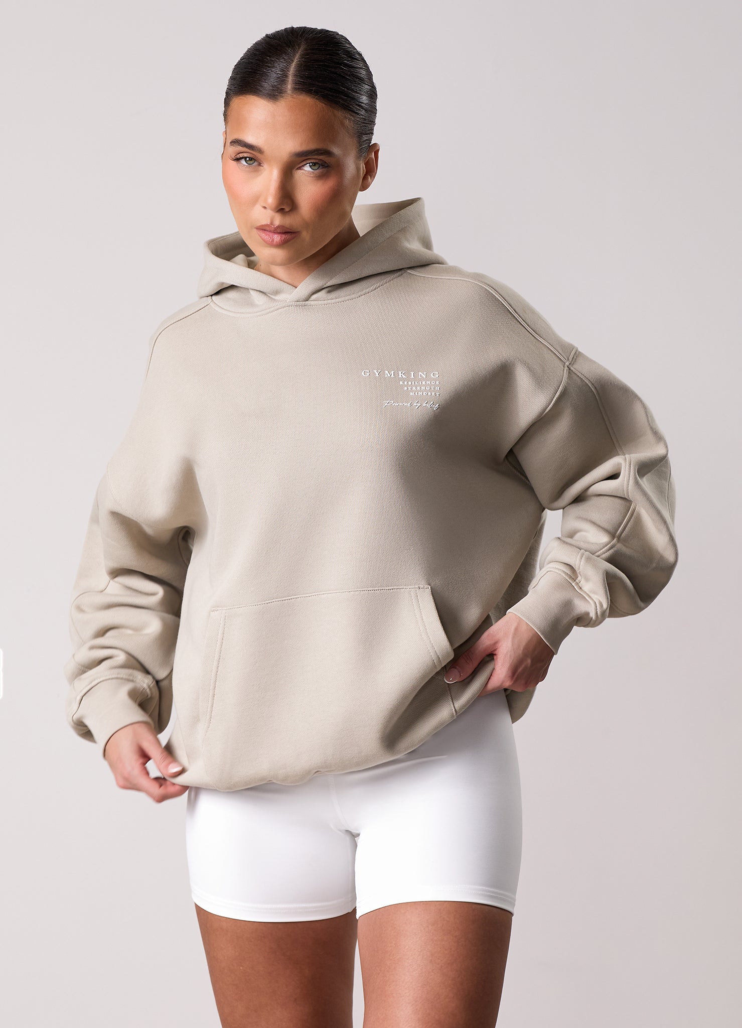 Gym King Define Oversized Hood - Vanilla Brown
