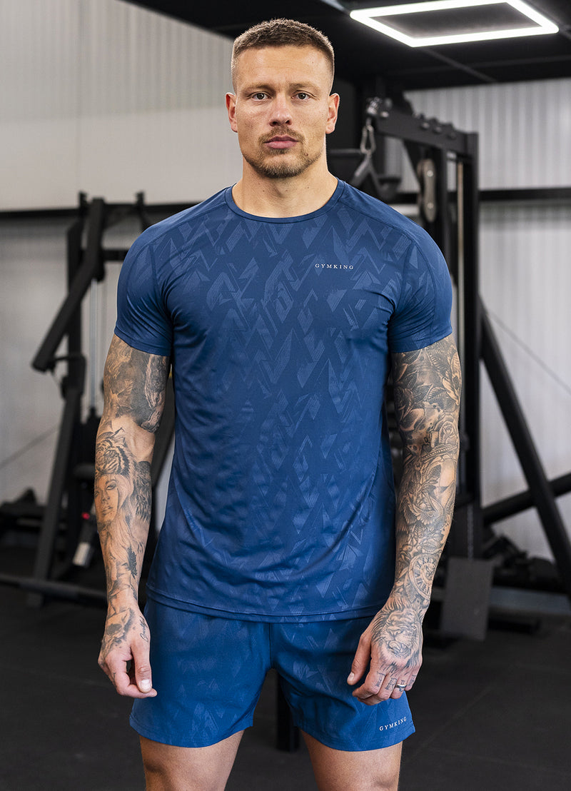 Gym King Debossed Peak Tee - Deep Cobalt