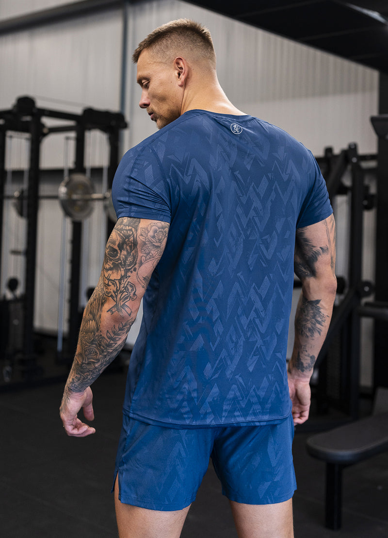 Gym King Debossed Peak Tee - Deep Cobalt