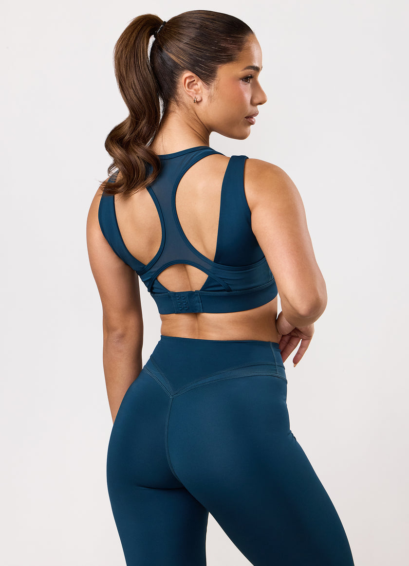 Gym King Dynamic Mesh Medium Support Bra - Oil Blue
