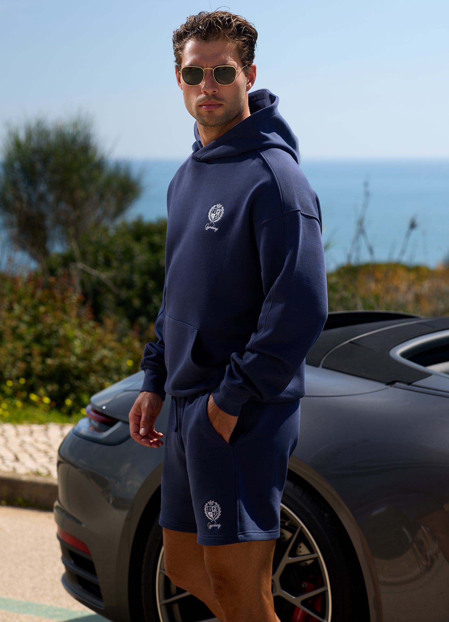 Gym King Heritage Crest Loopback Hoodie - Indigo Blue