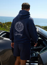 Gym King Heritage Crest Loopback Hoodie - Indigo Blue thumbnail