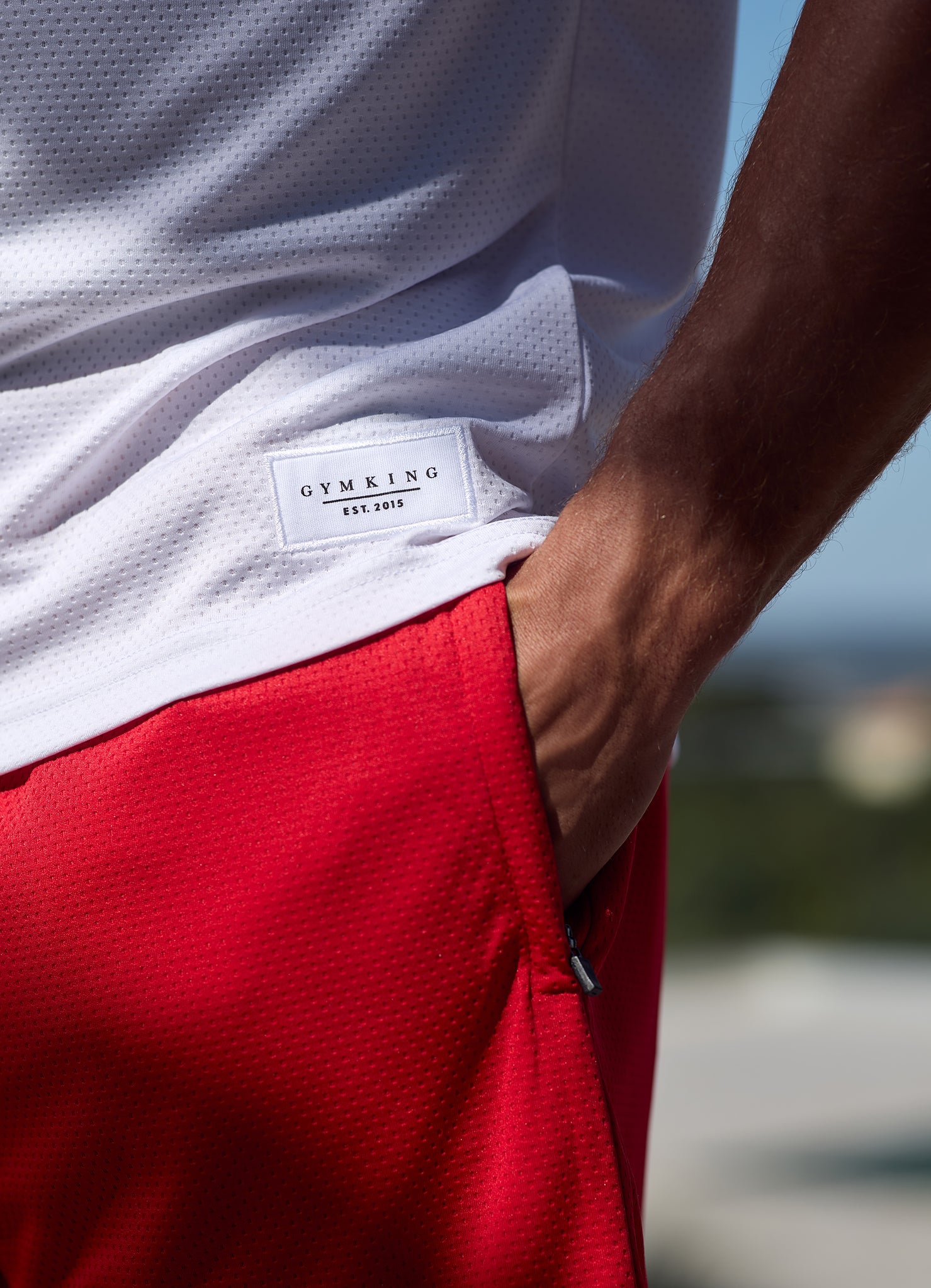 Gym King Brooklyn Mesh Short - Salsa/White