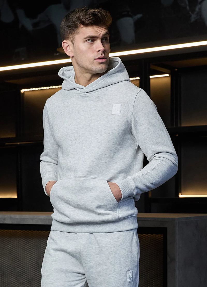 Gym King Emblem Fleece Hood Tracksuit - Snow Marl