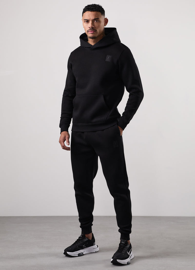 Gym King Emblem Fleece Hood Tracksuit - Black