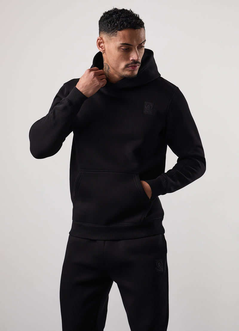 Gym King Emblem Fleece Hood Tracksuit - Black