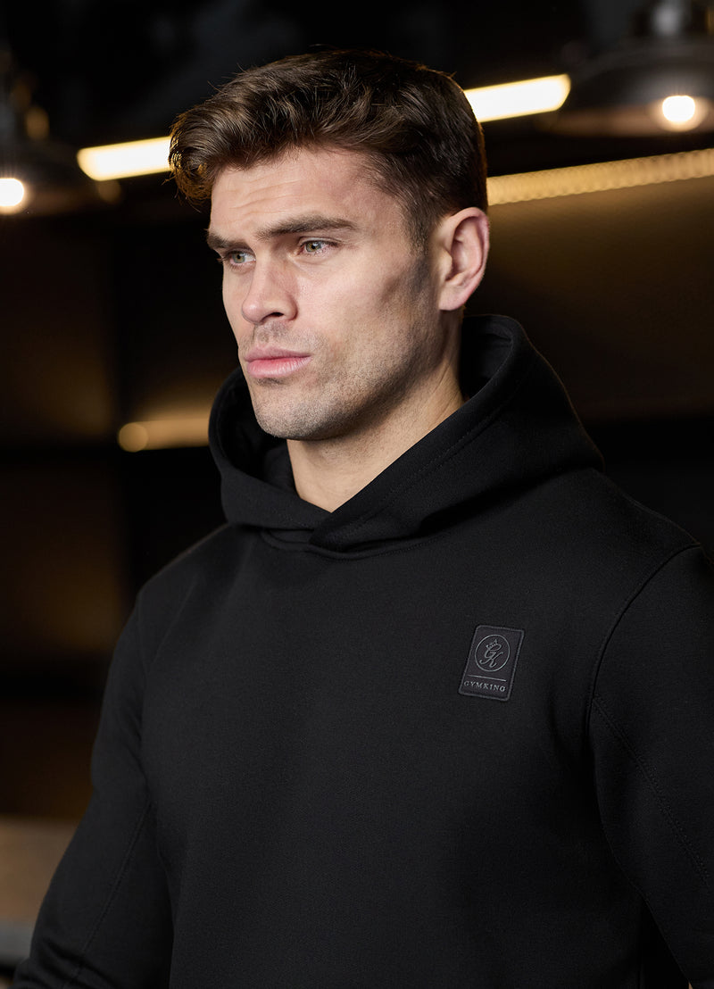 Gym King Emblem Fleece Hood - Black