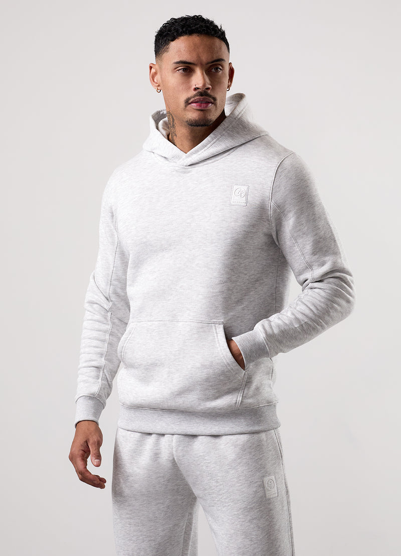 Gym King Emblem Fleece Hood - Snow Marl