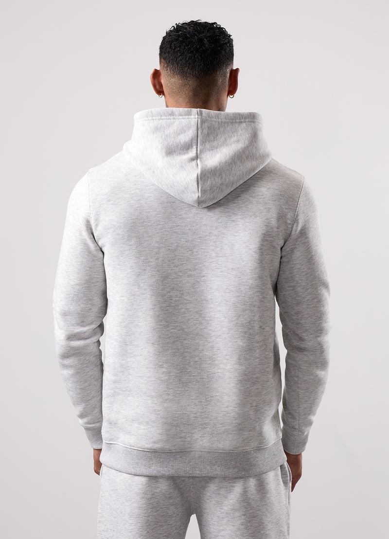 Gym King Emblem Fleece Hood - Snow Marl