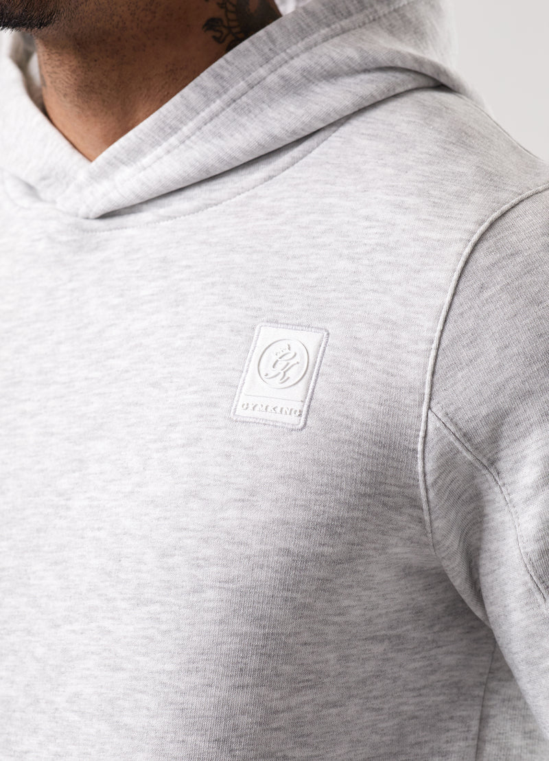 Gym King Emblem Fleece Hood - Snow Marl