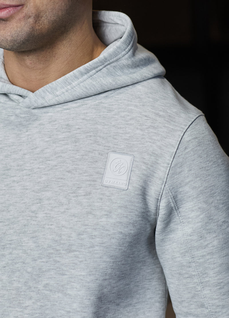 Gym King Emblem Fleece Hood - Snow Marl