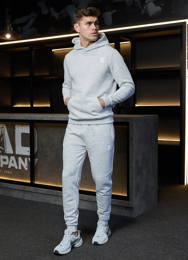 Gym King Emblem Fleece Hood Tracksuit - Snow Marl