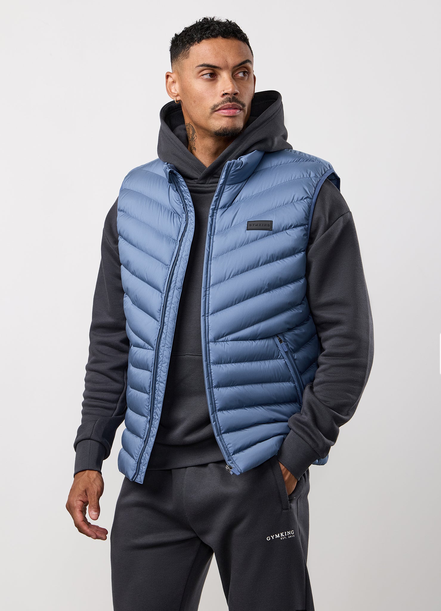 Gym King Endurance Puffer Gilet - Slate Blue