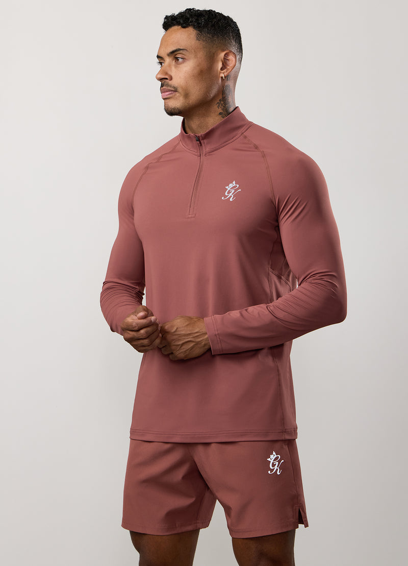 Gym King Energy 1/4 Zip Funnel - Rust Red