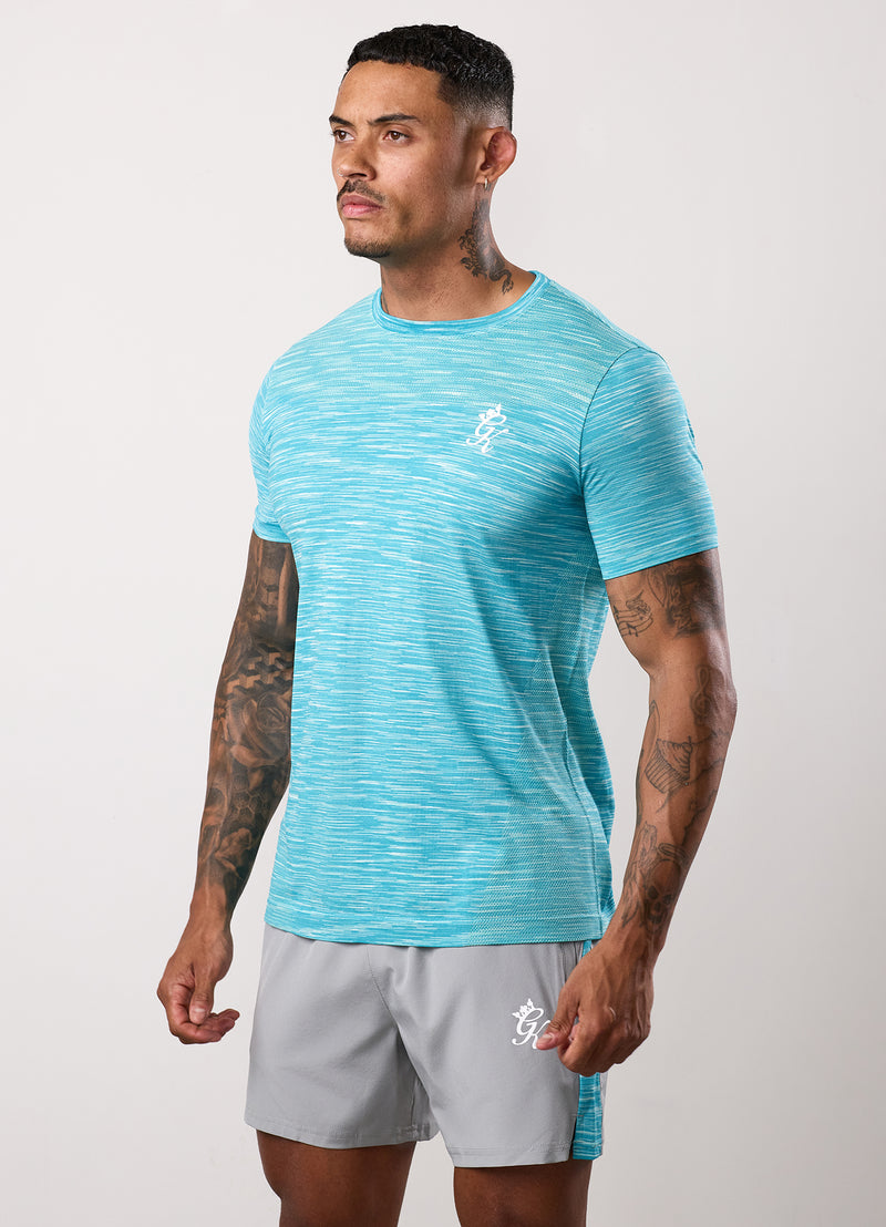Gym King Energy Seamless Space Dye Tee - Ocean Blue Multi