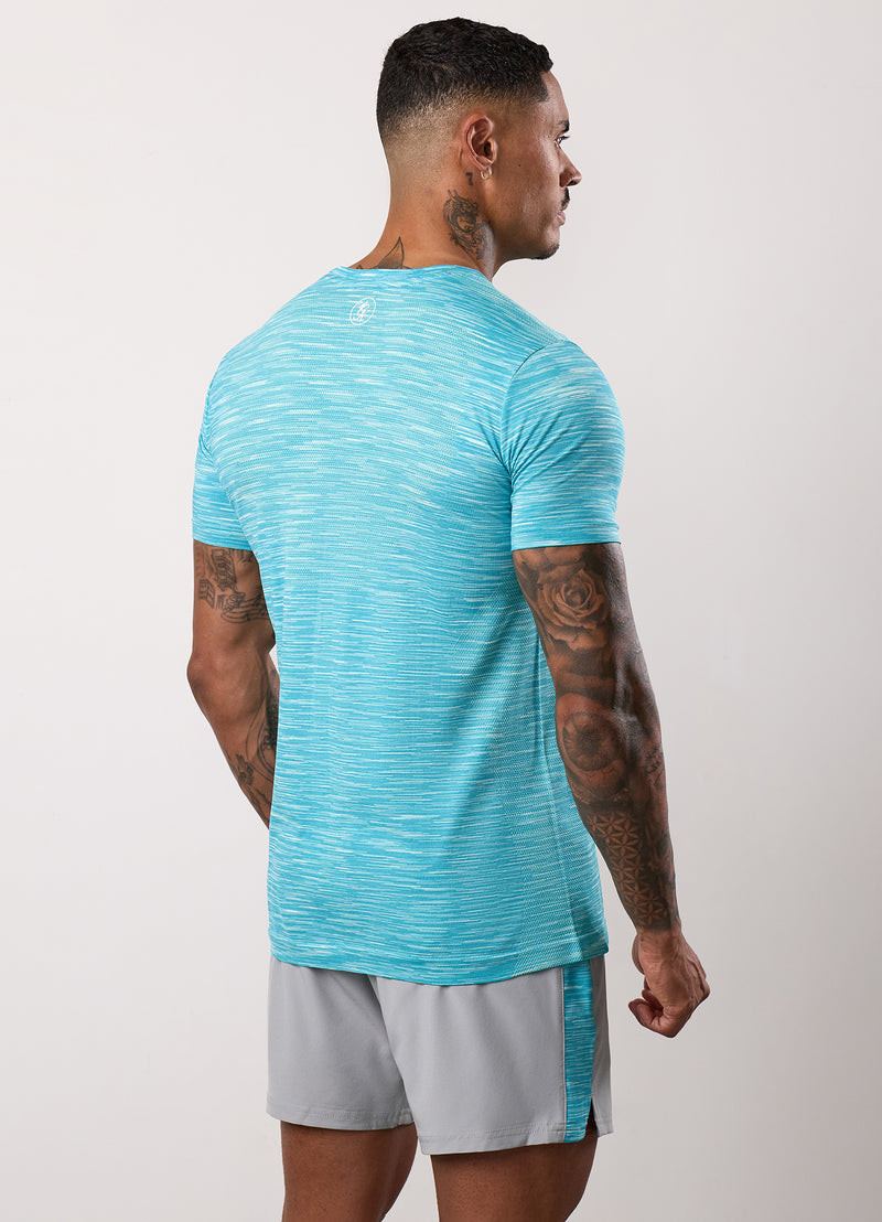 Gym King Energy Seamless Space Dye Tee - Ocean Blue Multi