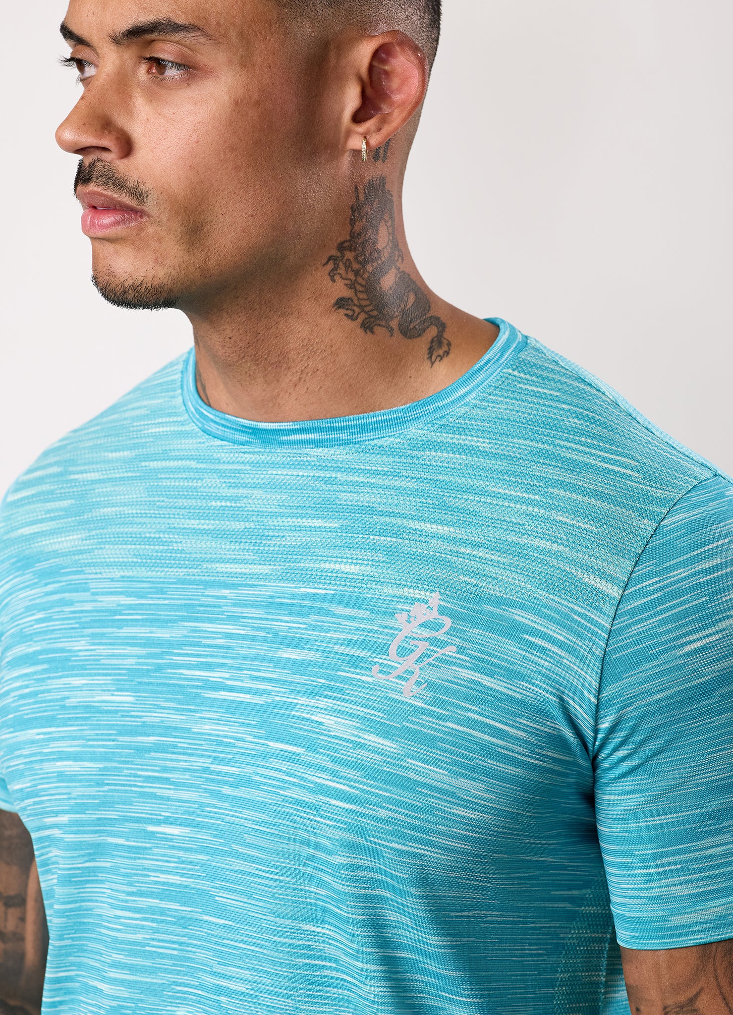 Gym King Energy Seamless Space Dye Tee - Ocean Blue Multi