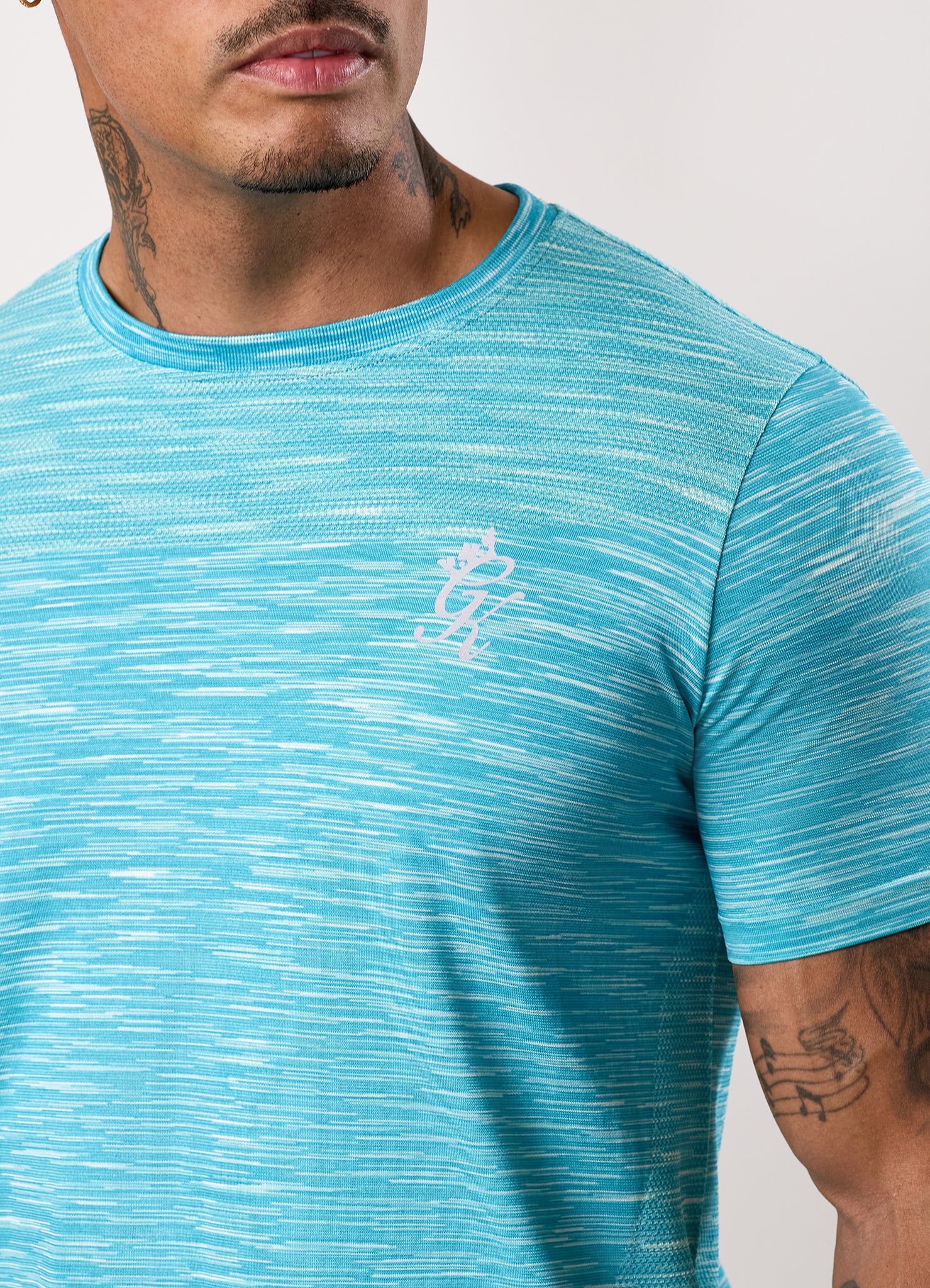 Gym King Energy Seamless Space Dye Tee - Ocean Blue Multi
