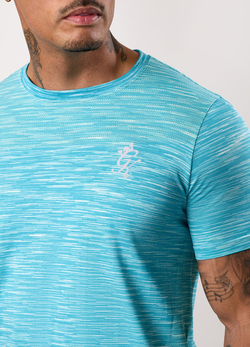 Gym King Energy Seamless Space Dye Tee - Ocean Blue Multi
