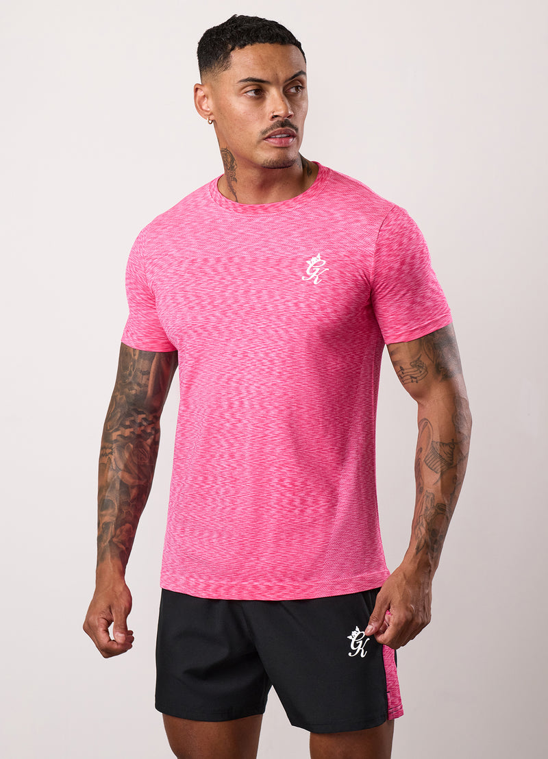 Gym King Energy Seamless Space Dye Tee - Hot Pink Multi