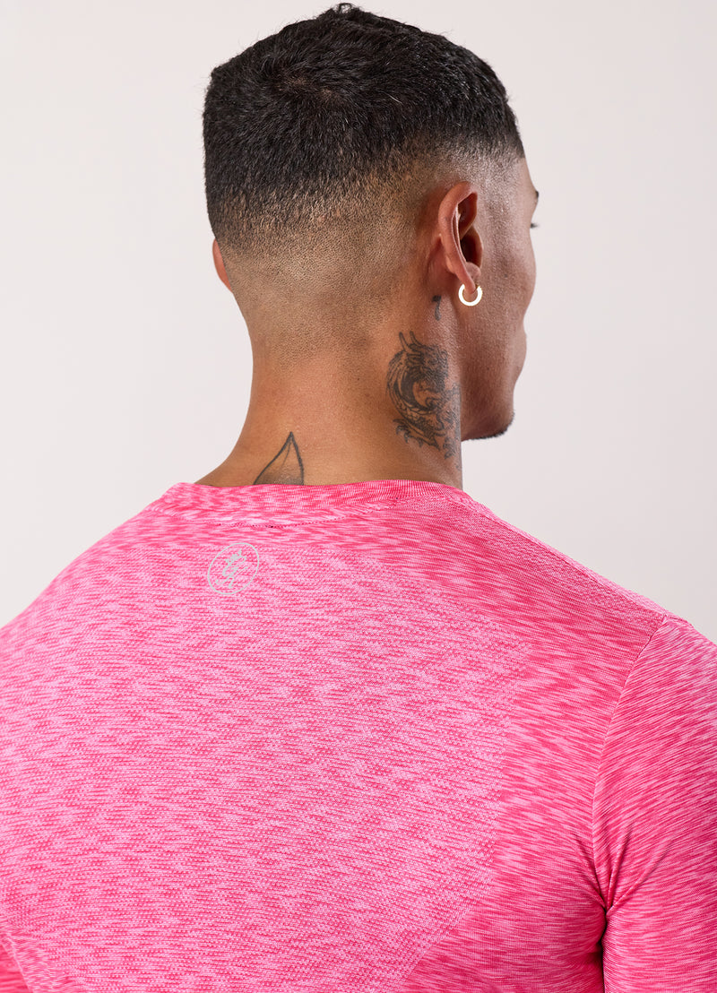 Gym King Energy Seamless Space Dye Tee - Hot Pink Multi