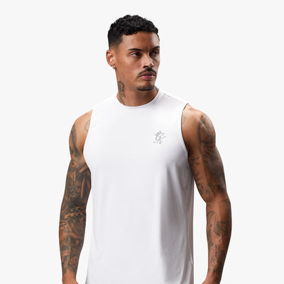 Gym King Energy Vest White men’s muscle fit gym vest breathable training top