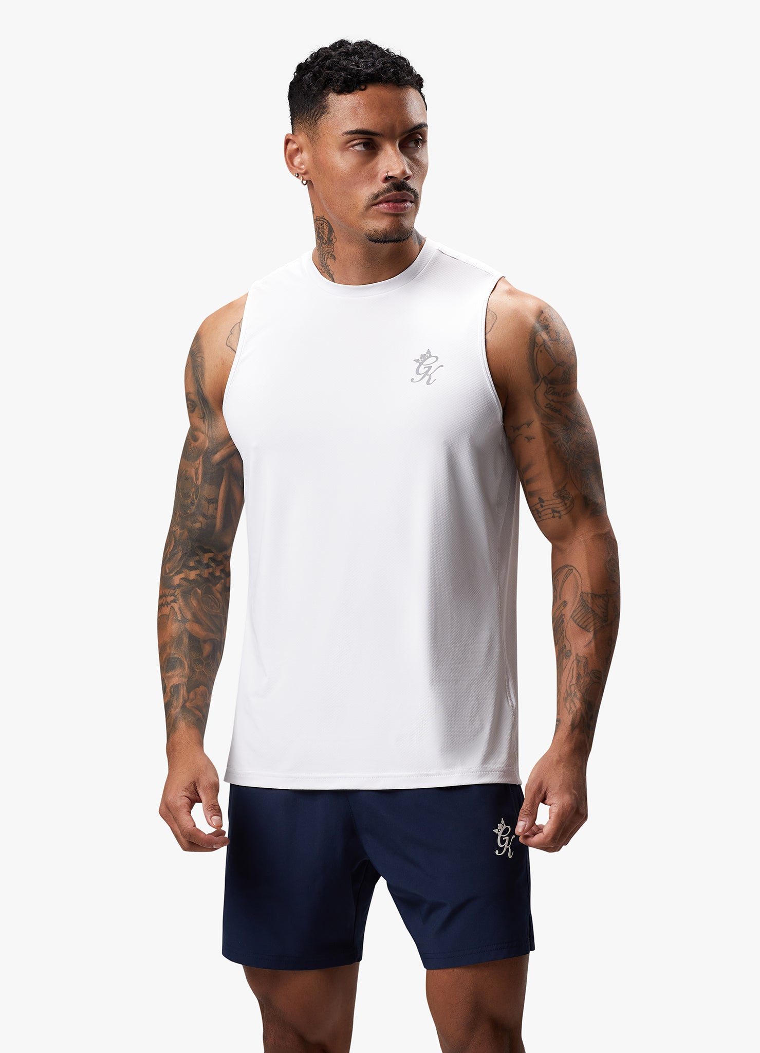 Gym King Energy Vest White men’s muscle fit gym vest breathable training top