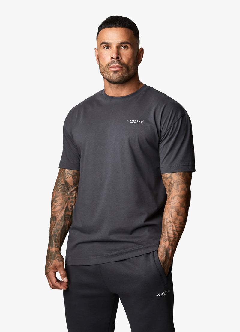 Gym King Oversized Logo T-shirt - Dark Pewter