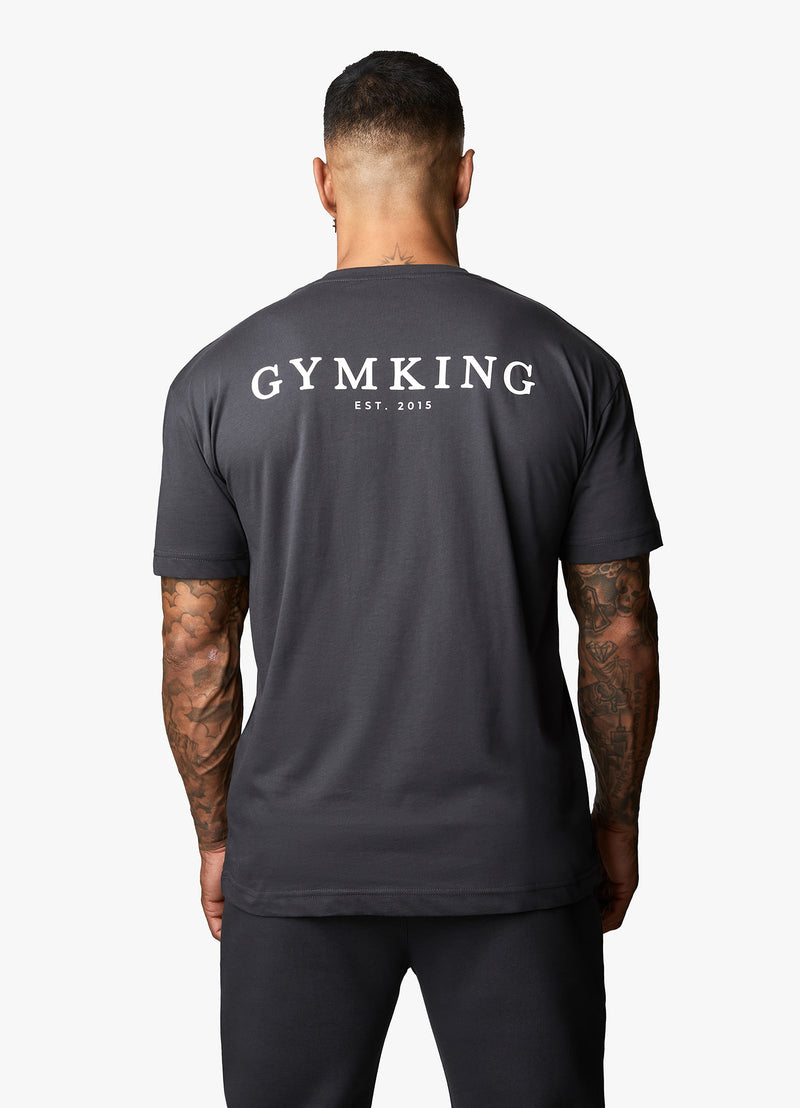 Gym King Oversized Logo T-shirt - Dark Pewter