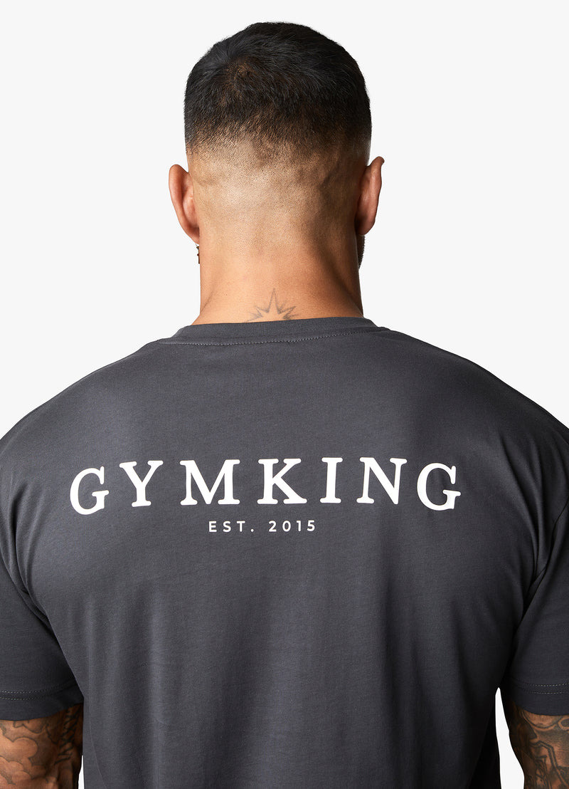 Gym King Oversized Logo T-shirt - Dark Pewter