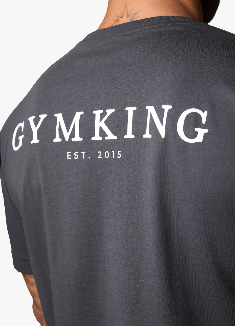 Gym King Oversized Logo T-shirt - Dark Pewter