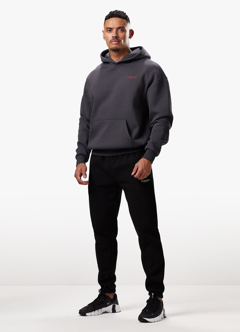 Gym King Established Hood - Dark Pewter/Red