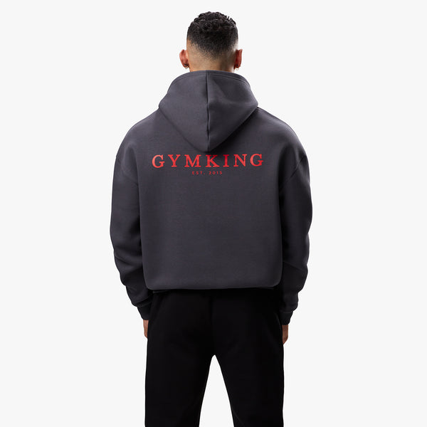 Gym King Established Hood - Dark Pewter/Red