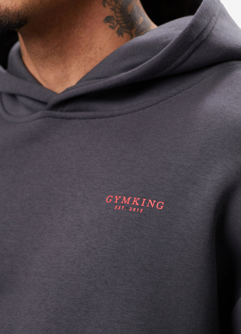 Gym King Established Hood - Dark Pewter/Red