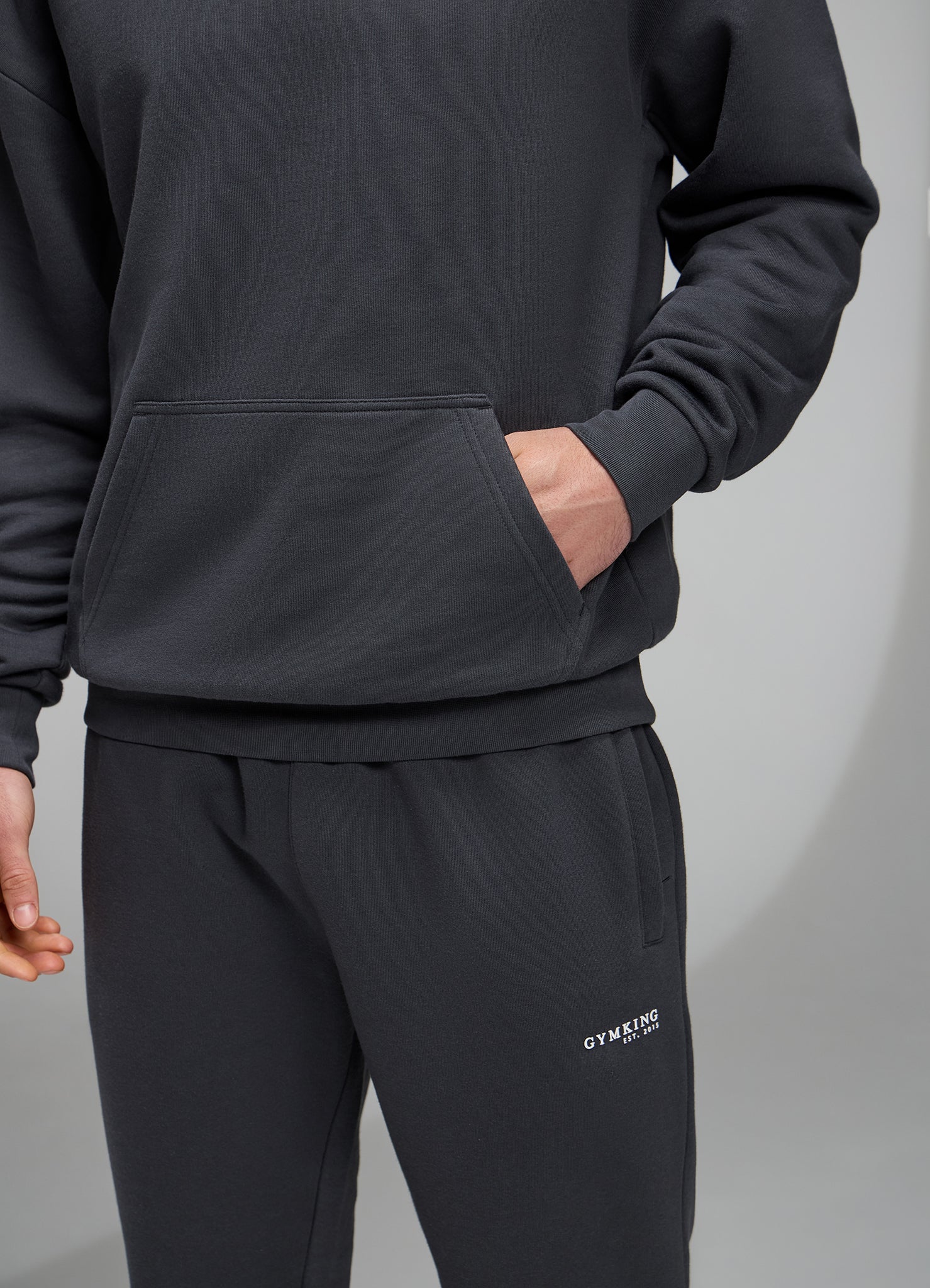 Gym King Established Relaxed Fit Tracksuit - Pewter/White