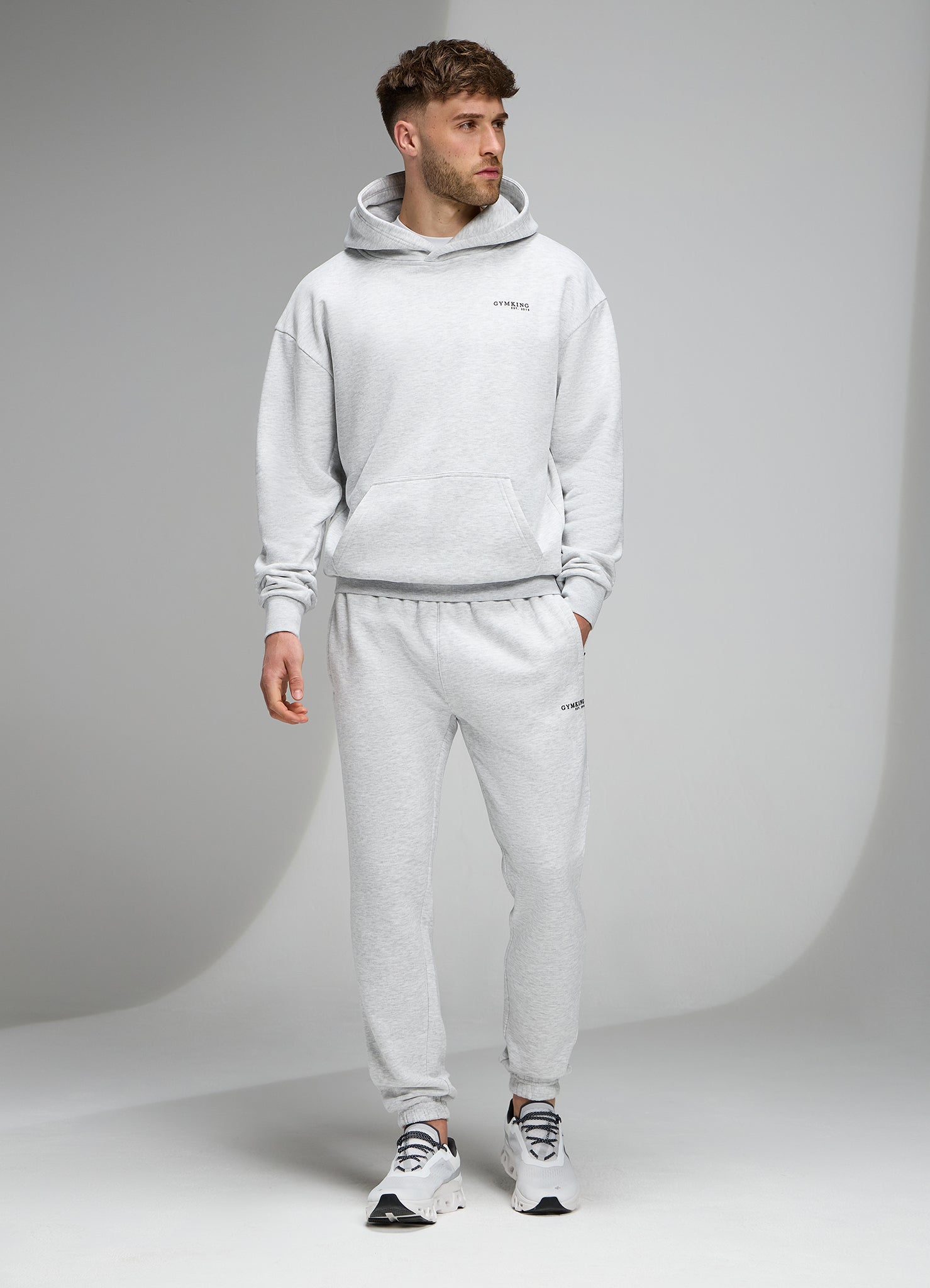 Gym King Established Relaxed Fit Tracksuit - Snow Marl