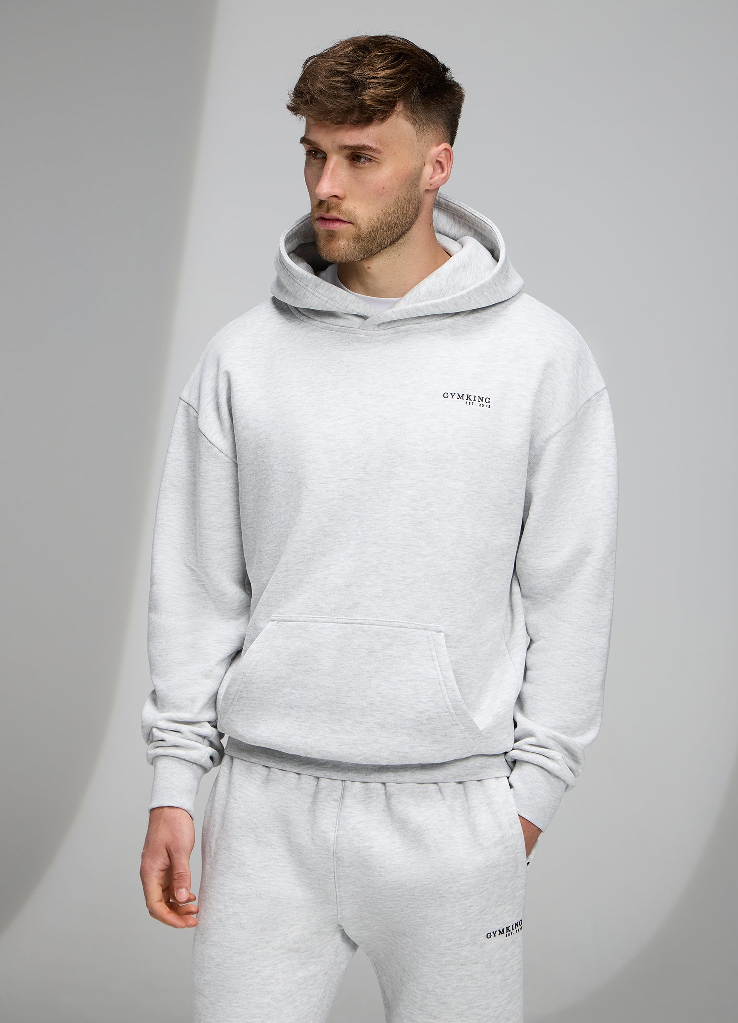 Gym King Established Relaxed Fit Tracksuit - Snow Marl