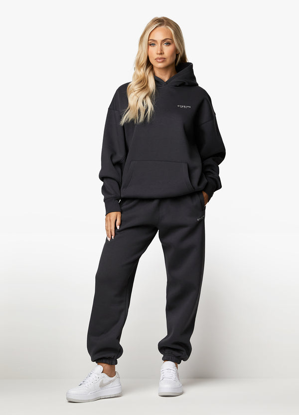 Gym King Established Relaxed Tracksuit - Dark Pewter/White