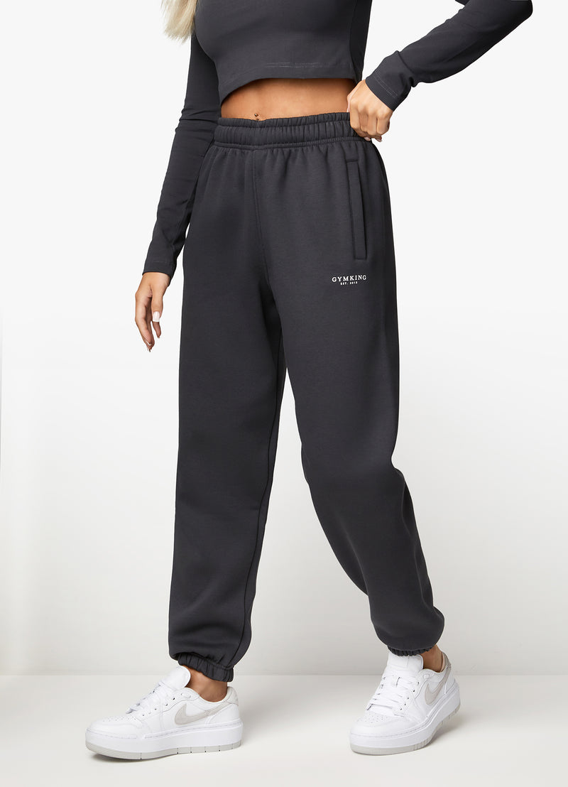 Gym King Established Relaxed Jogger - Dark Pewter/White