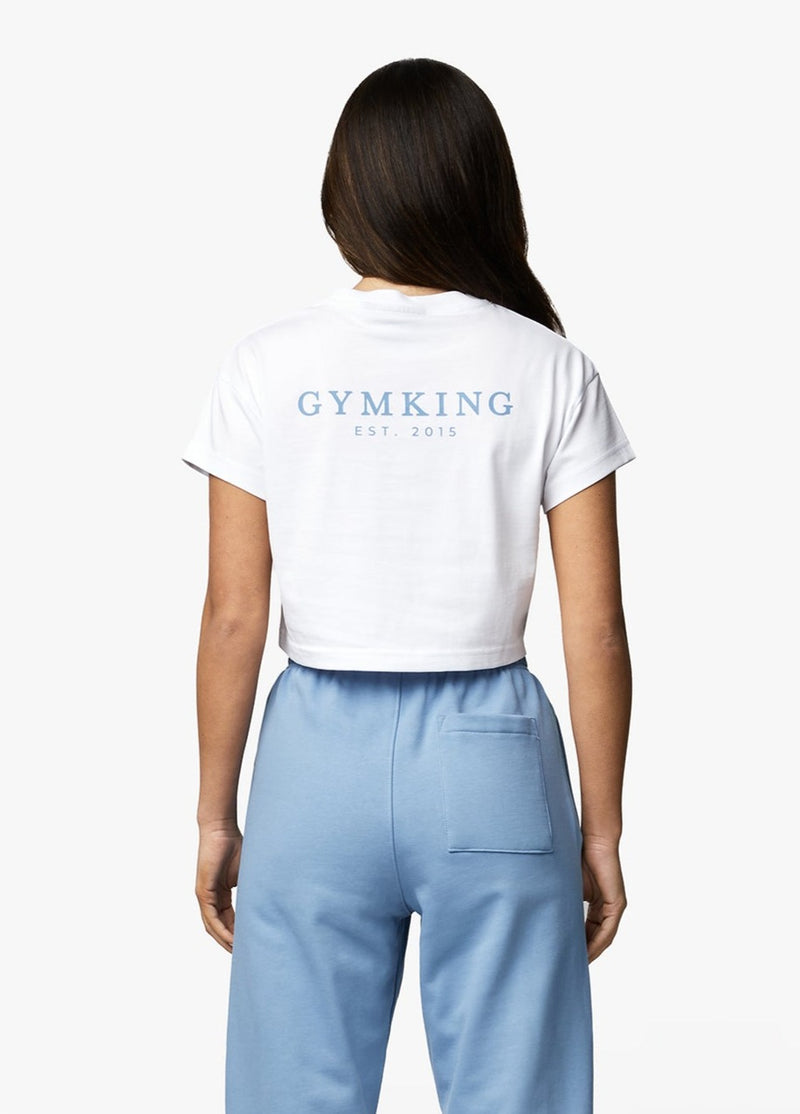 Gym King Established Cap Sleeve Tee - White/Coastal Blue