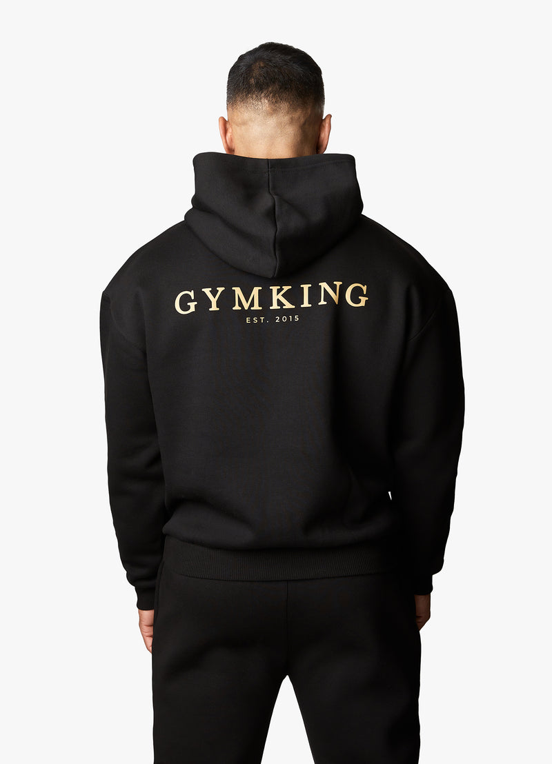 Gym King Oversized Logo Hoodie - Black/Gold