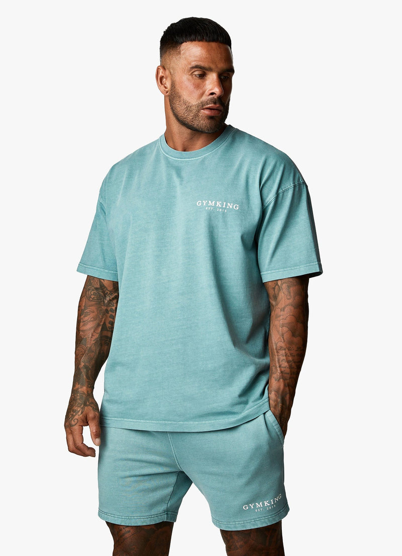 Gym King Est. Legacy Washed Tee - Washed Ink Teal