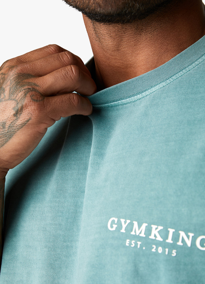 Gym King Est. Legacy Washed Tee - Washed Ink Teal