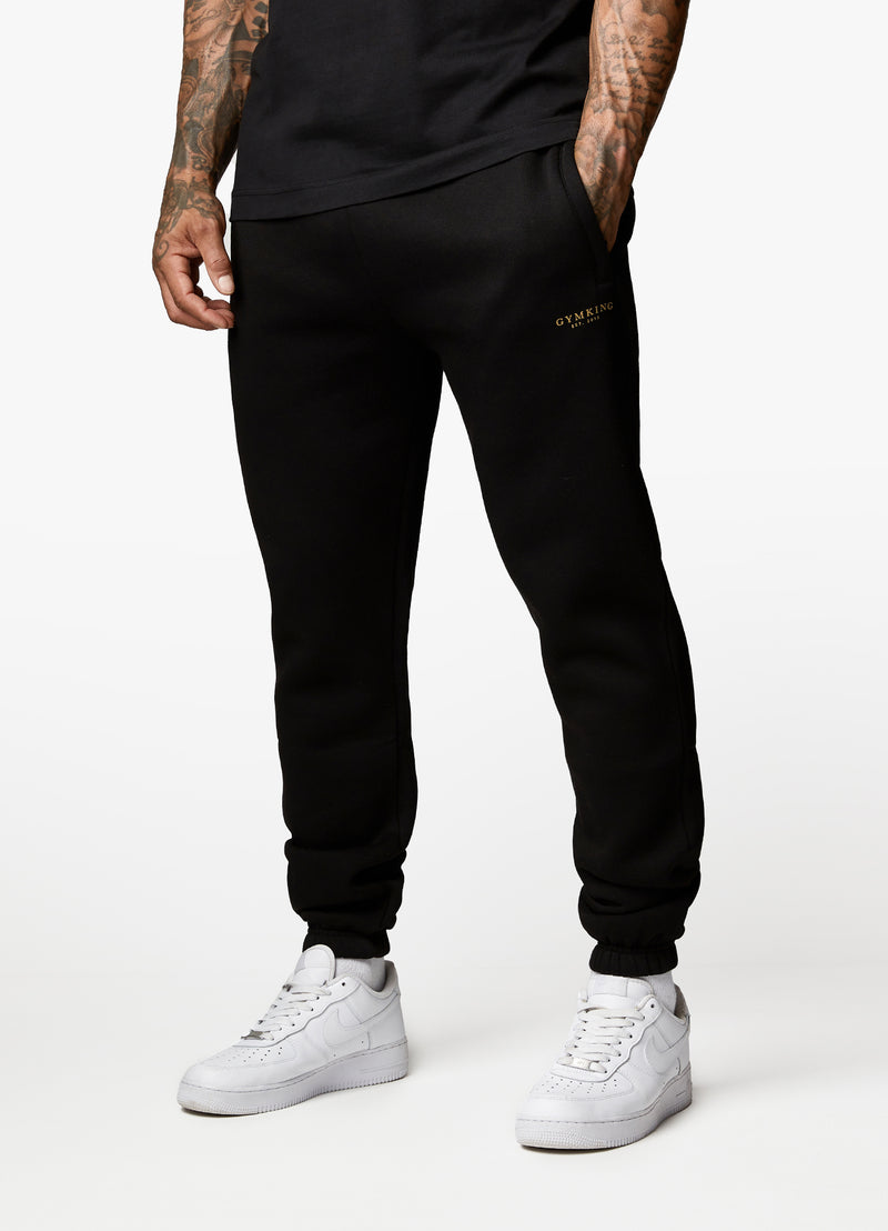 Gym King Oversized Logo Jogger - Black/Gold