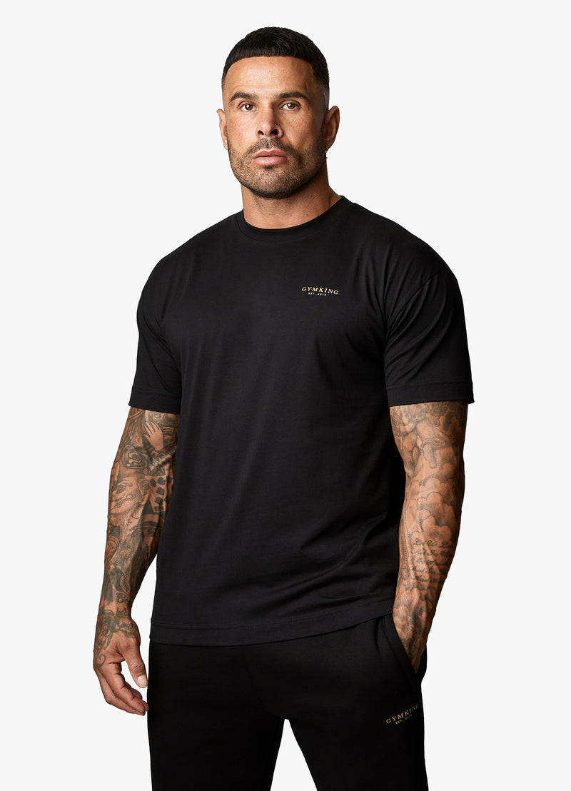 Gym King Oversized Logo T-shirt - Black/Gold