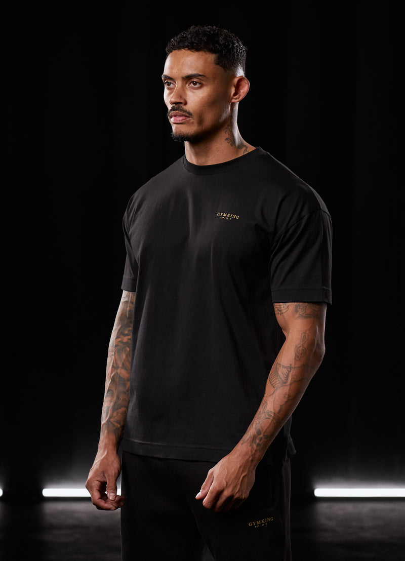 Gym King Oversized Logo T-shirt - Black/Gold