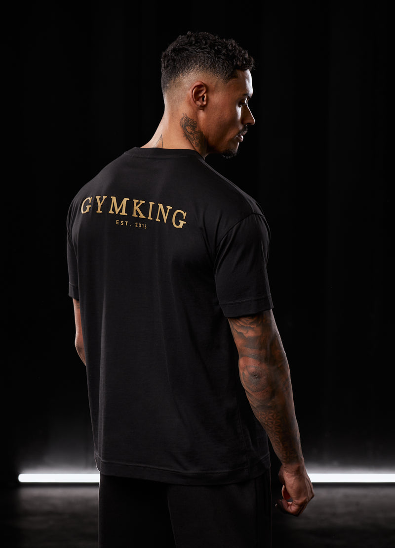 Gym King Oversized Logo T-shirt - Black/Gold