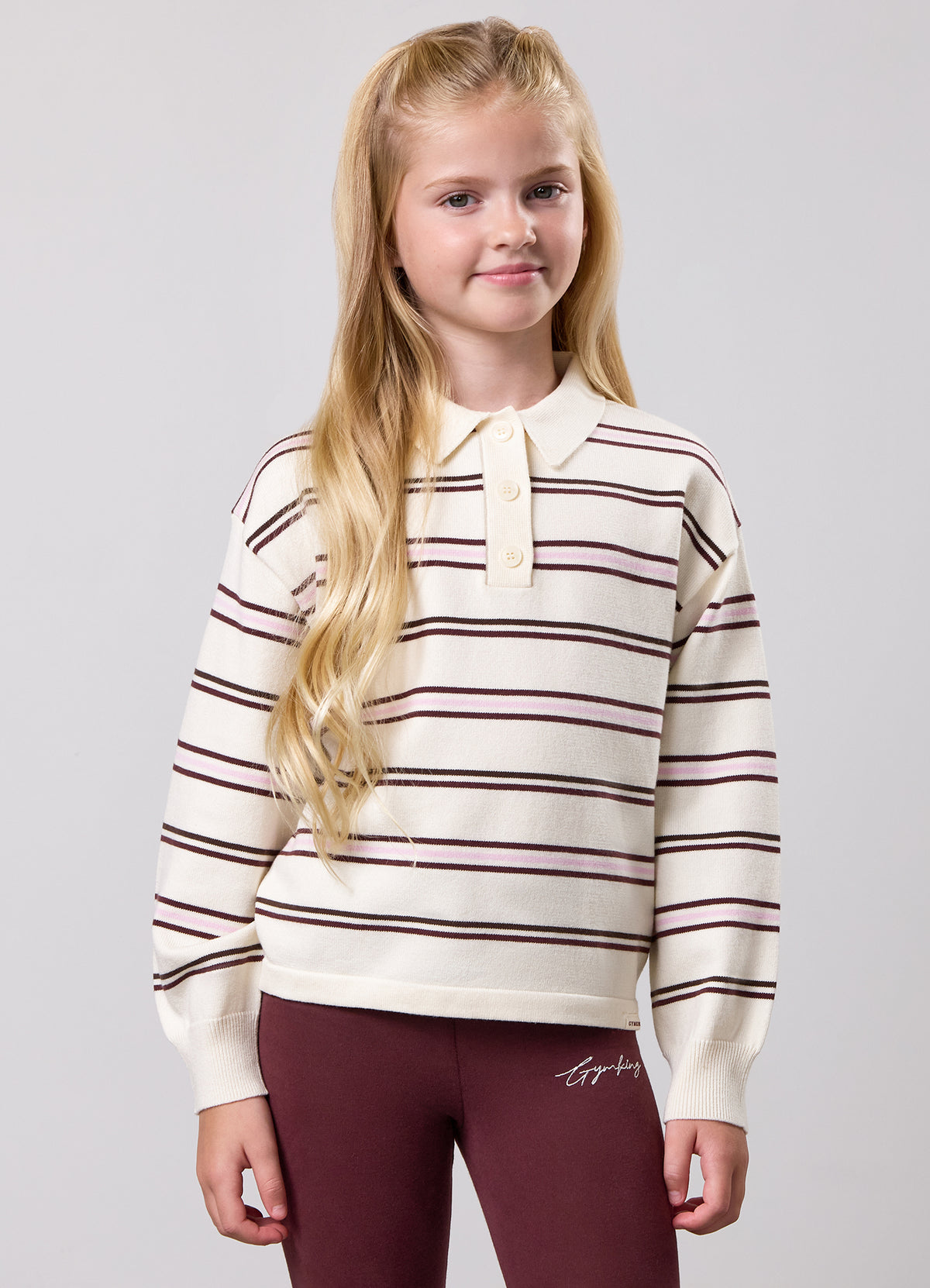 Gym King Older Kids Evoke Knit Rugby Shirt - Cream